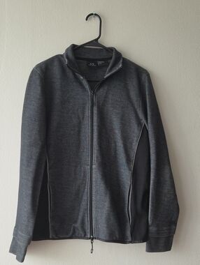 A/X Armani Exchange Men's Dark Charcoal Zip-Front Shirt Jacket